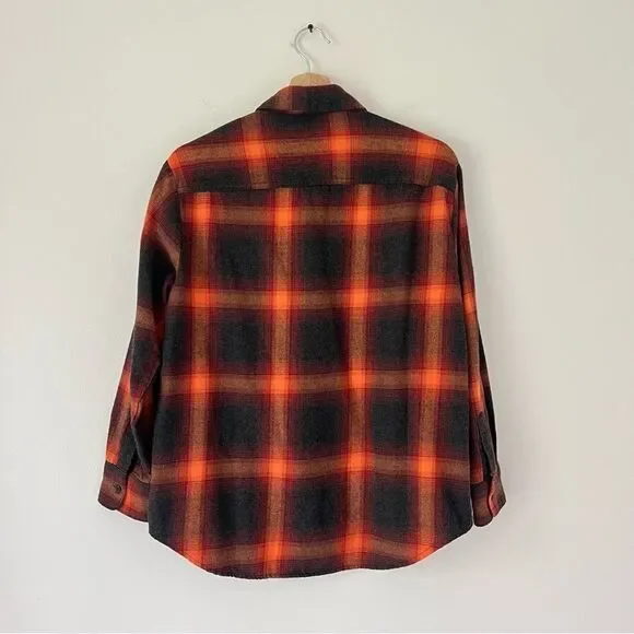 Taylor Swift Evermore Flannel Button Down Shirt Size Small Old Navy Orange Gray - Picture 5 of 9